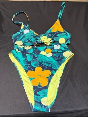 Aerie V Ruched Ribbed Scoop Bikini. L